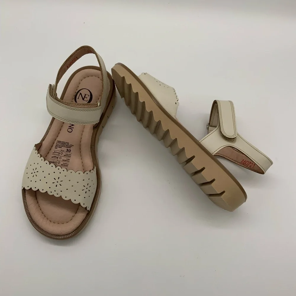 One35 Ankle Strap Sandals,Beige Vegan Leather. Various Size